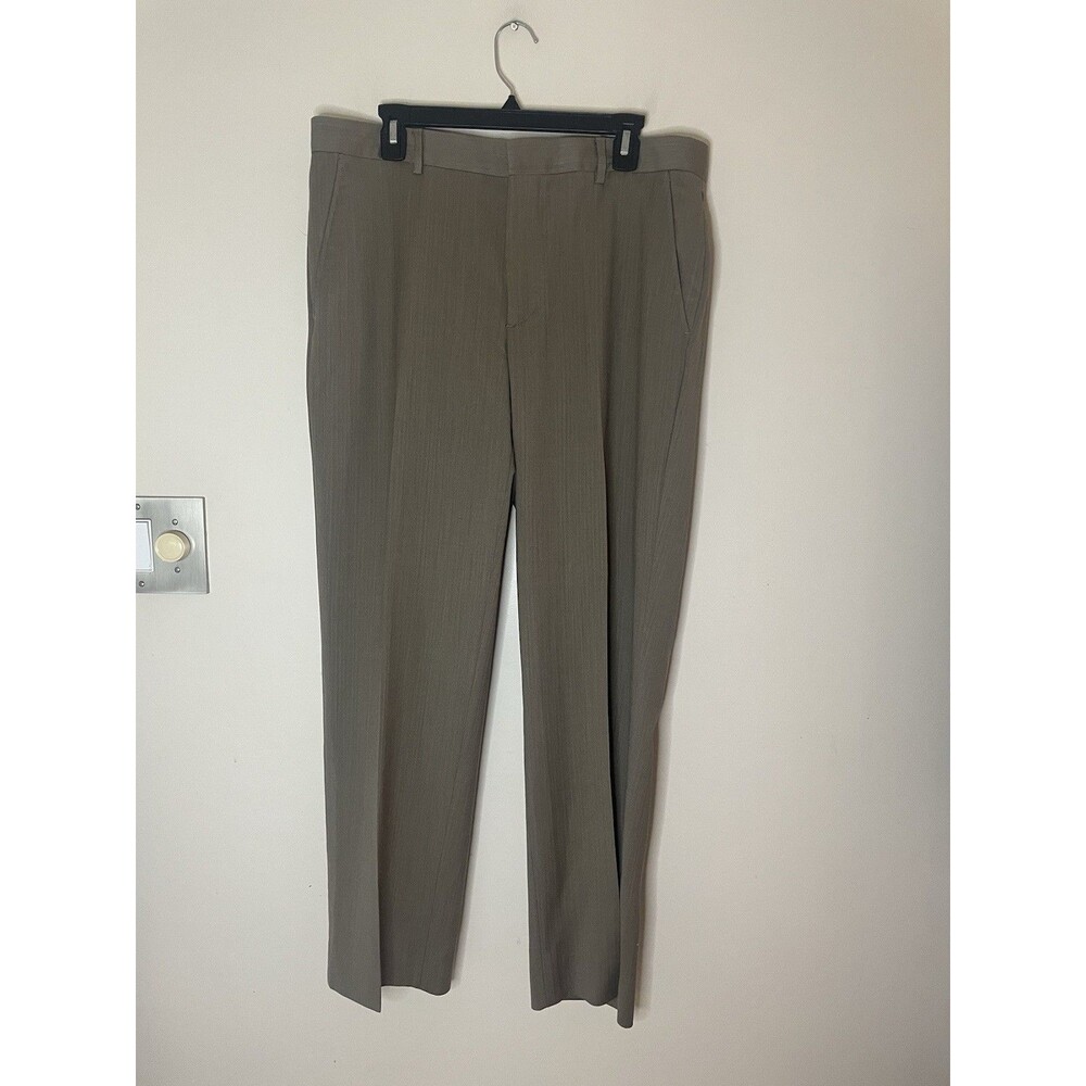 Banana Republic Wool Men’s Dress Pants Taupe Herringbone Pattern Size 34x30